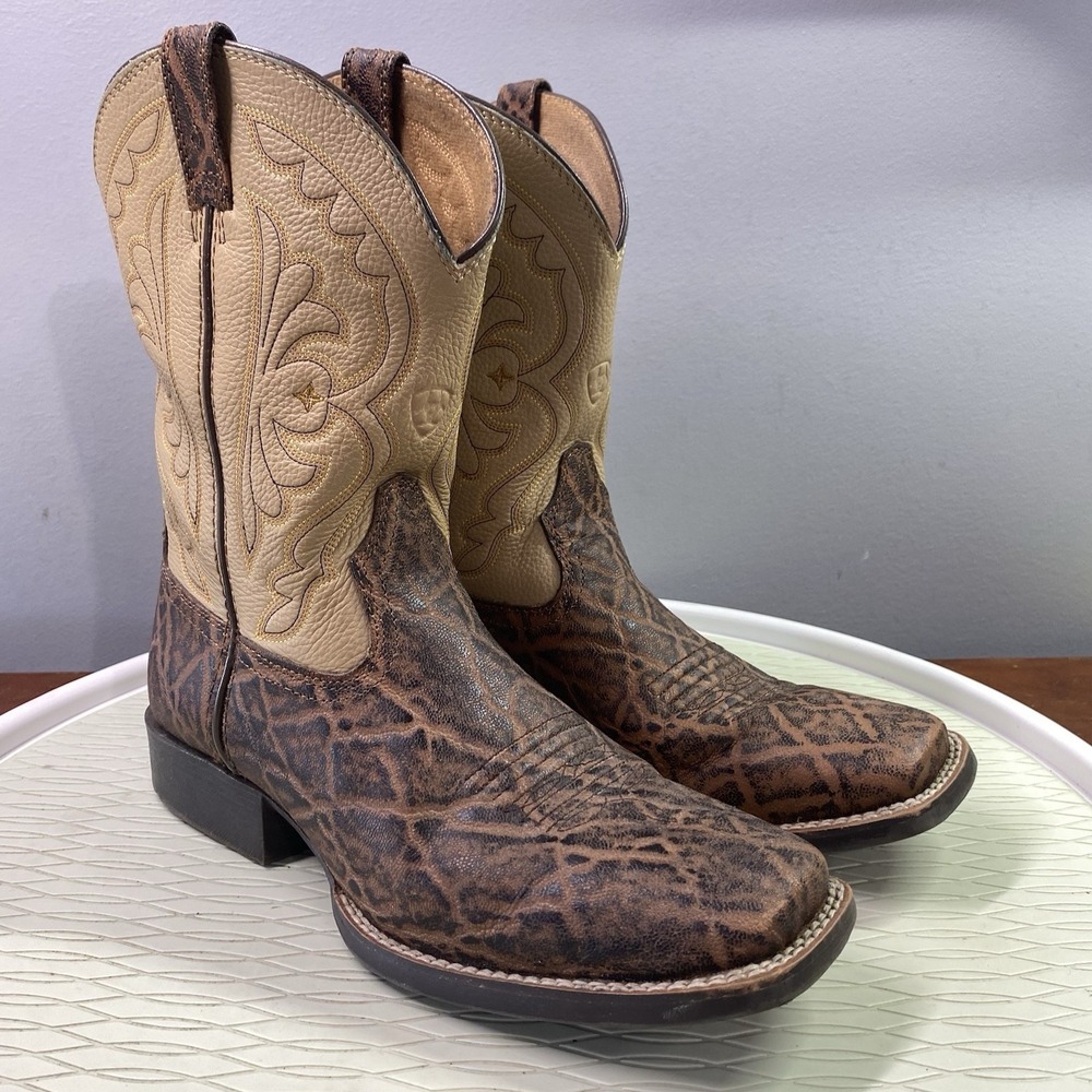 ARIAT Cowboy Boots Brown&Tan Western Youth Kids US 5-EUC